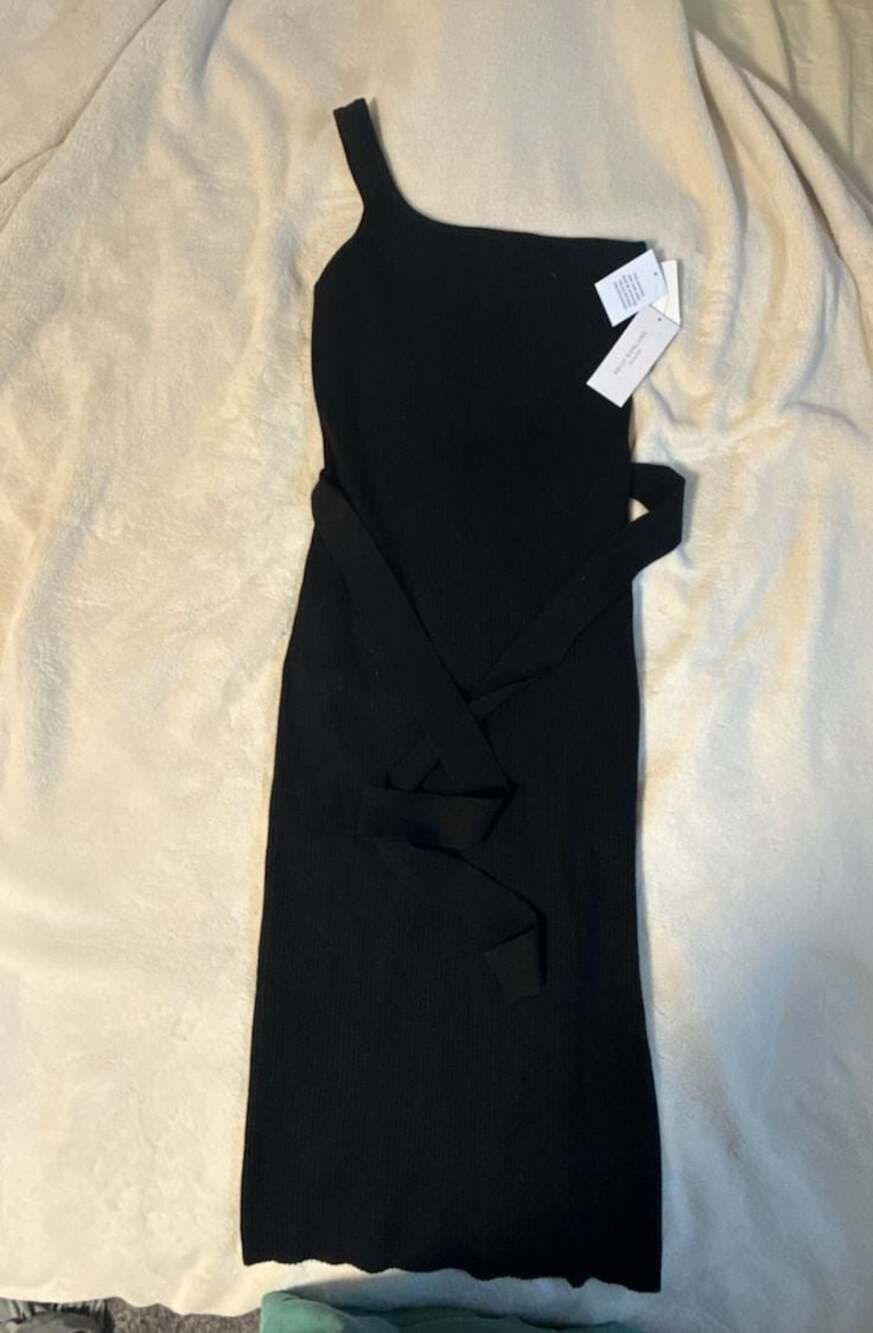 JUST FAB OFF SHOULDER STRAPPY DRESS BLACK